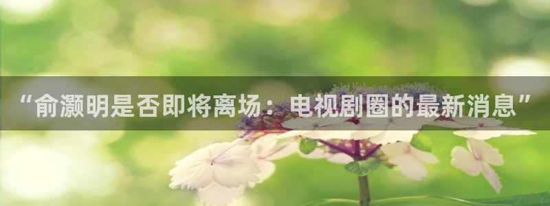 赢乐大厅官网.facca.中国：“俞灏明是否即将离场：电视剧圈的最新消息”